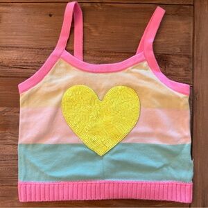 Billieblush Pink and Yellow Heart Tank Top